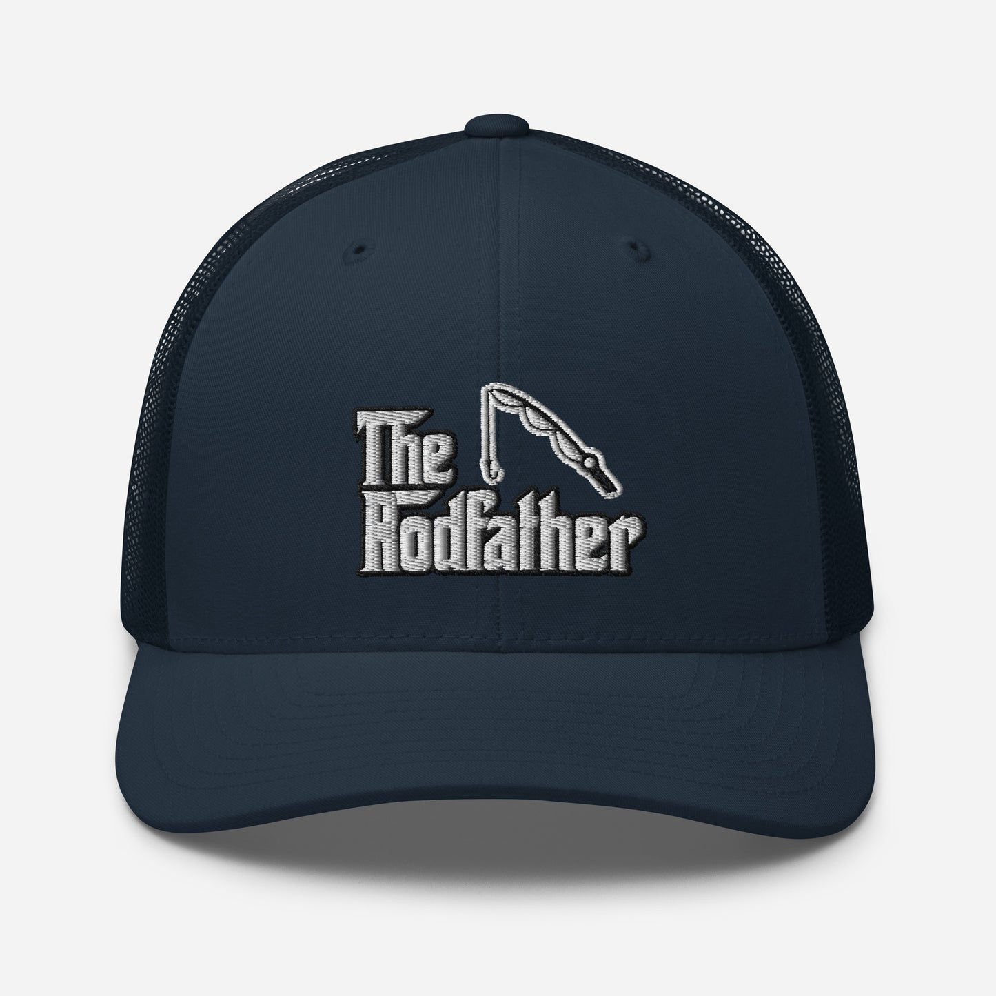 Custom Embroidered The Rodfather Godfather Fishing Retro Graphic Trucker Cap