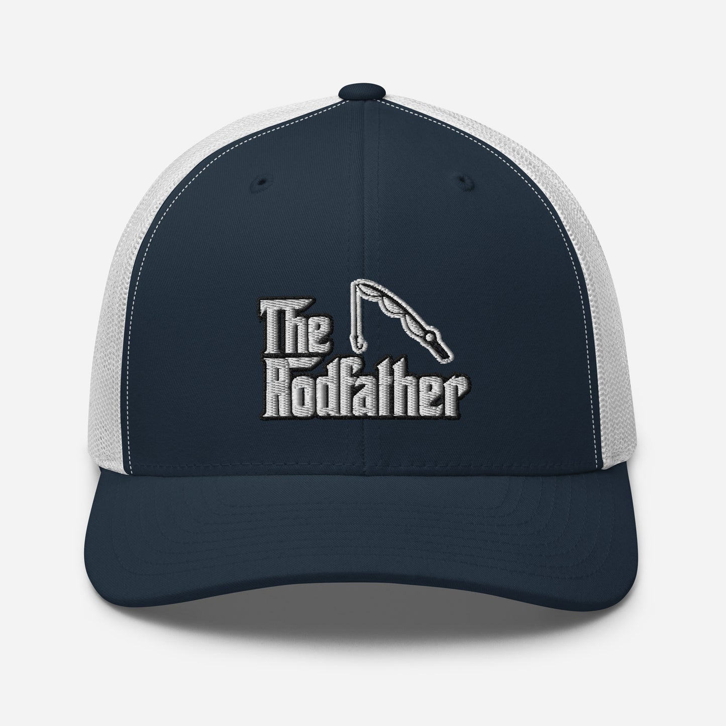 Custom Embroidered The Rodfather Godfather Fishing Retro Graphic Trucker Cap