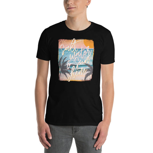 Custom Salt Water and Sunshine Retro Graphic Short-Sleeve Unisex T-Shirt