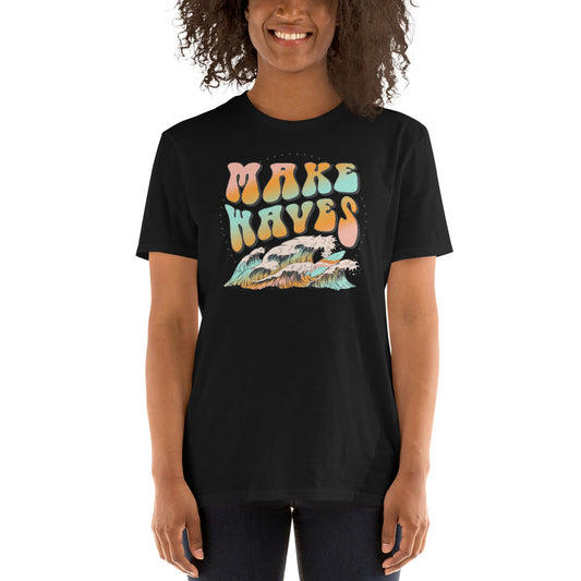 Custom Make Waves Retro Graphic Short-Sleeve Unisex T-Shirt