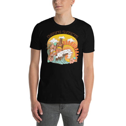 Custom Chasing Sunsets Tropical Retro Graphic  Short-Sleeve Unisex T-Shirt