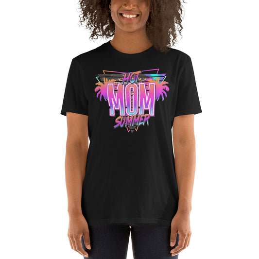 Custom Hot Mom Summer Tropical Neon Retro Graphic Short-Sleeve Unisex T-Shirt