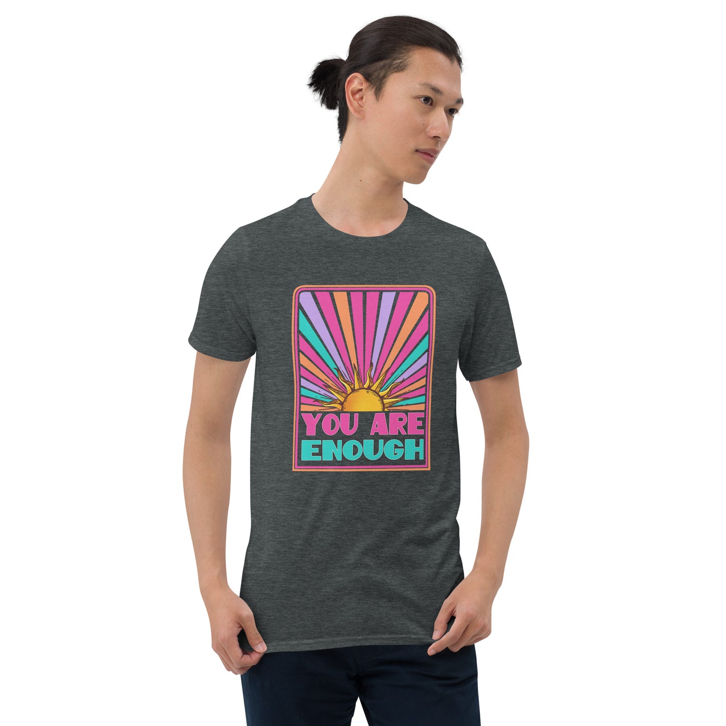 Custom You Are Enough Sunrise Mental Health Retro Graphic Short-Sleeve Unisex T-Shirt