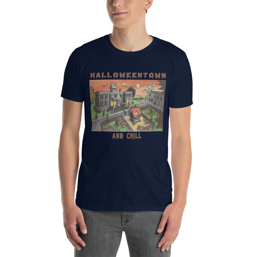 Custom Halloweentoan and Chill Retro Graphic Short-Sleeve Unisex T-Shirt