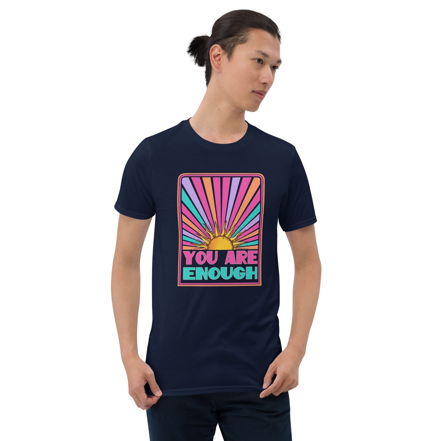 Custom You Are Enough Sunrise Mental Health Retro Graphic Short-Sleeve Unisex T-Shirt