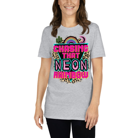 Custom Chasing That Neon Rainbow Country Western Retro Graphic Short-Sleeve Unisex T-Shirt