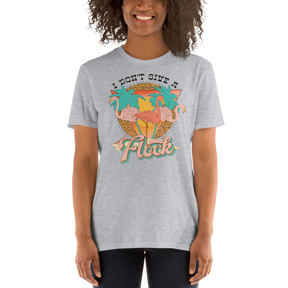Custom I Don't Give A Flock Flamingo Retro Graphic Short-Sleeve Unisex T-Shirt