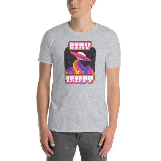 Custom Stay Trippy Space Alien Retro Graphic Short-Sleeve Unisex T-Shirt