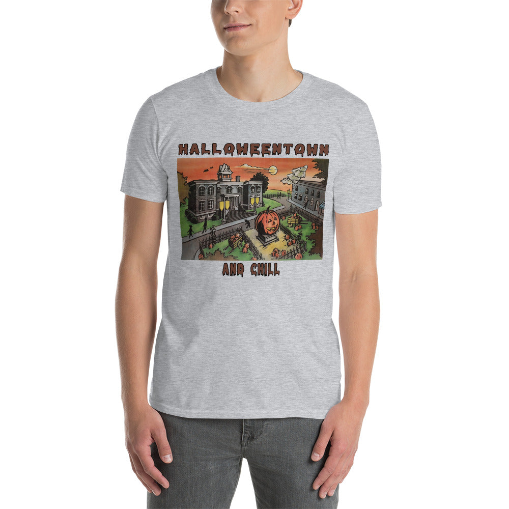 Custom Halloweentoan and Chill Retro Graphic Short-Sleeve Unisex T-Shirt