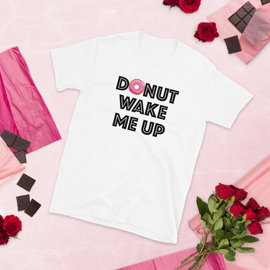 Custom Donut Wake Me Up Retro Graphic Short-Sleeve Unisex T-Shirt