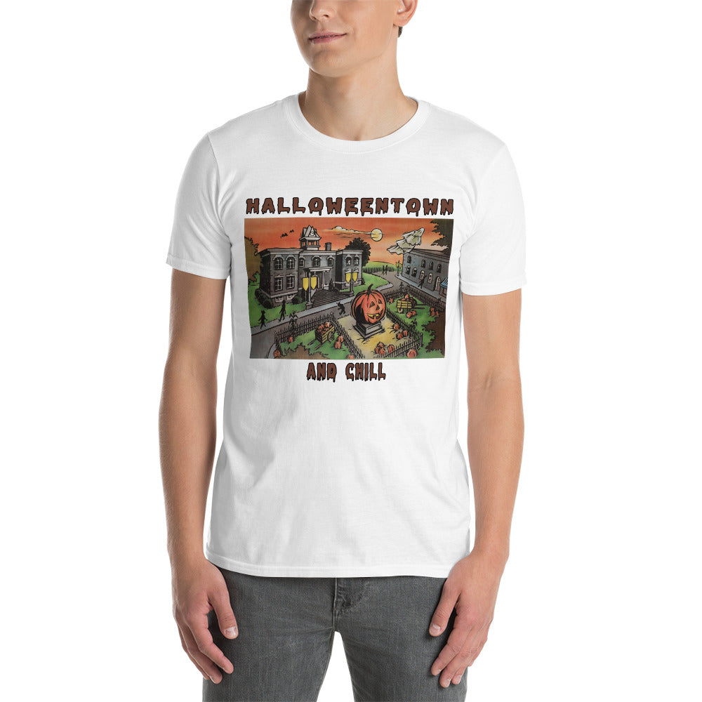 Custom Halloweentoan and Chill Retro Graphic Short-Sleeve Unisex T-Shirt