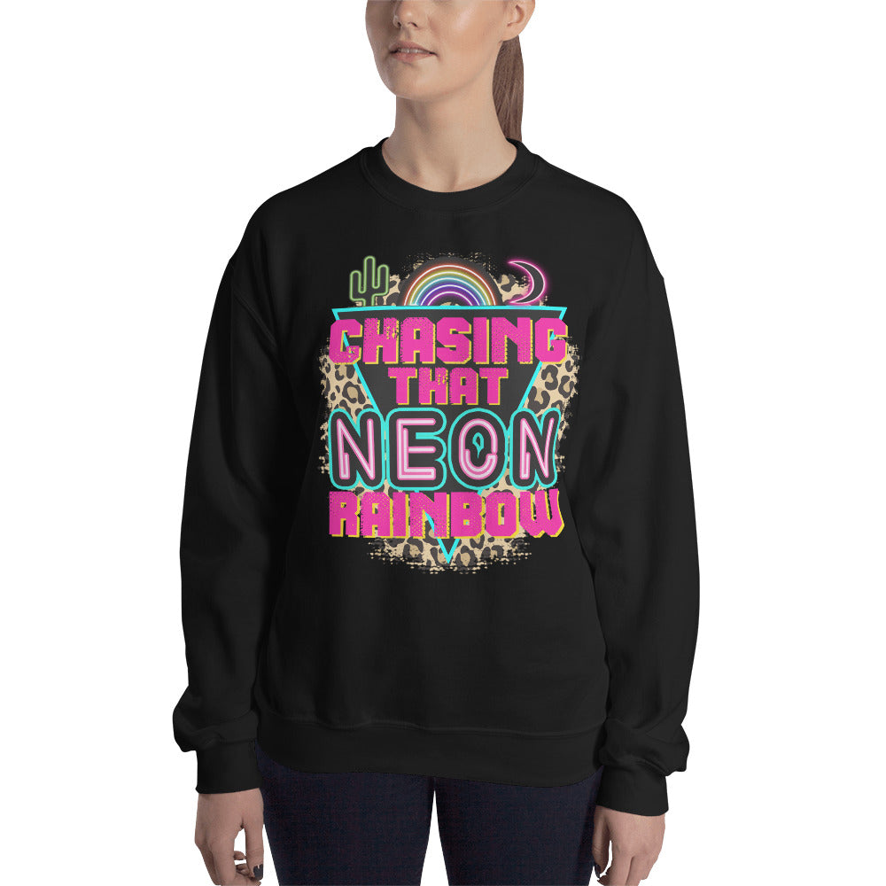 Custom Chasing That Neon Rainbow Country Western Retro Graphic Unisex Sweatshirt