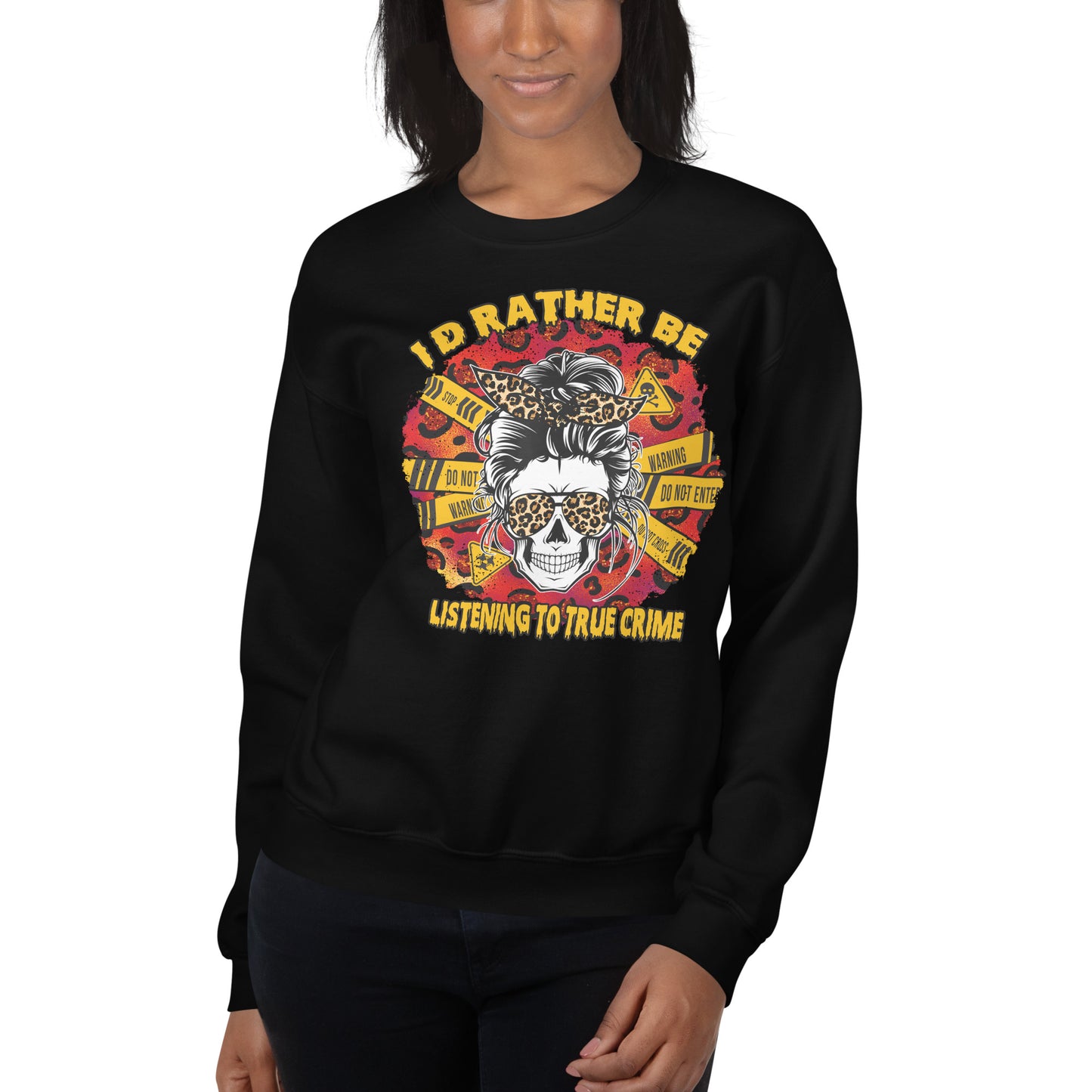 Custom I'd Rather Be Listening To True Crime Retro Graphic Unisex Sweatshirt