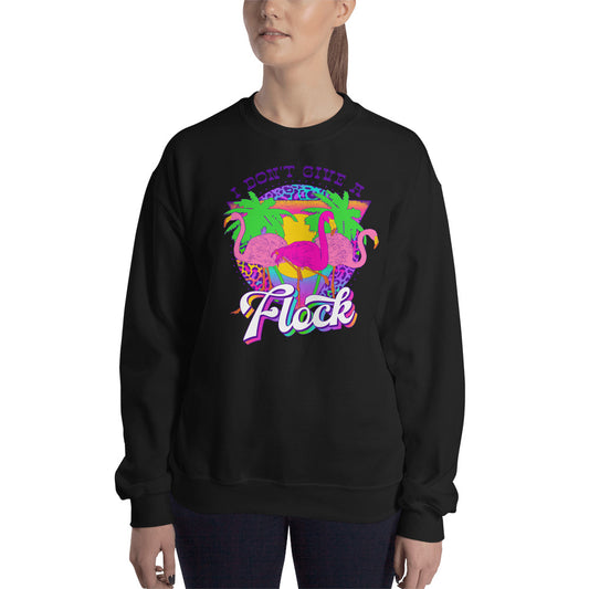 Custom I Don't Give A Flock Tropical Flamingo Retro Graphic Unisex Sweatshirt