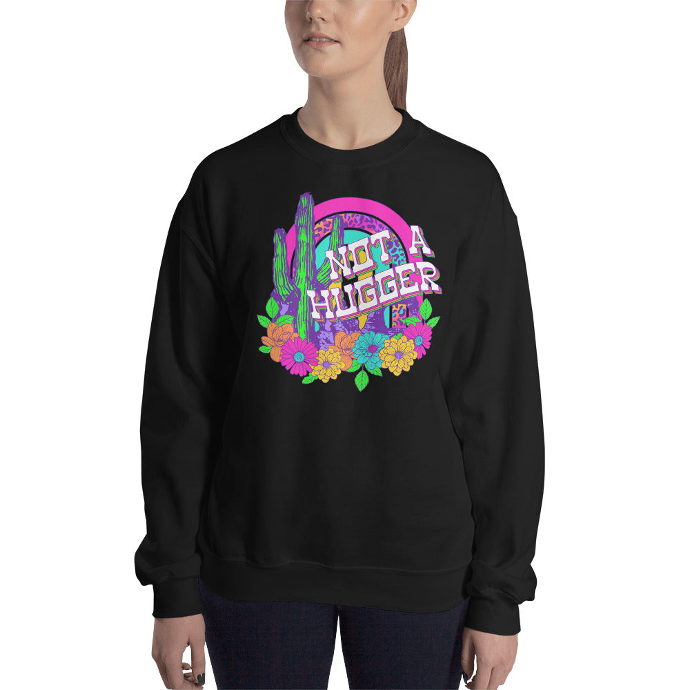 Custom Not A Hugger Cactus Western Retro Graphic Unisex Sweatshirt