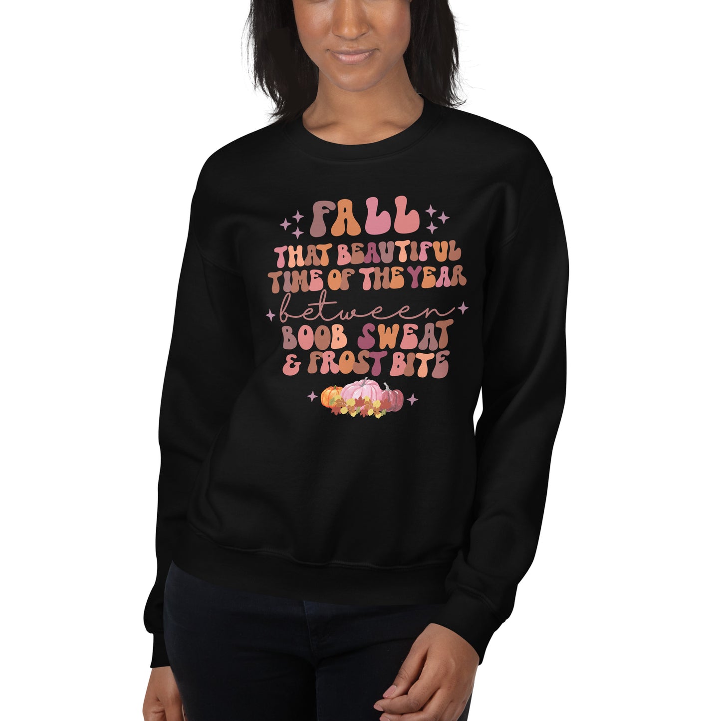 Custom Fall Boob Sweat and Frost Bite Retro Graphic Unisex Sweatshirt