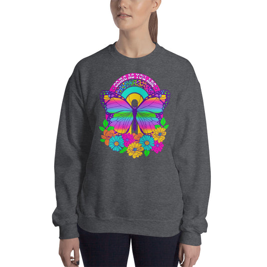 Custom Come As You Are Butterfly Floral Retro Graphic Unisex Sweatshirt