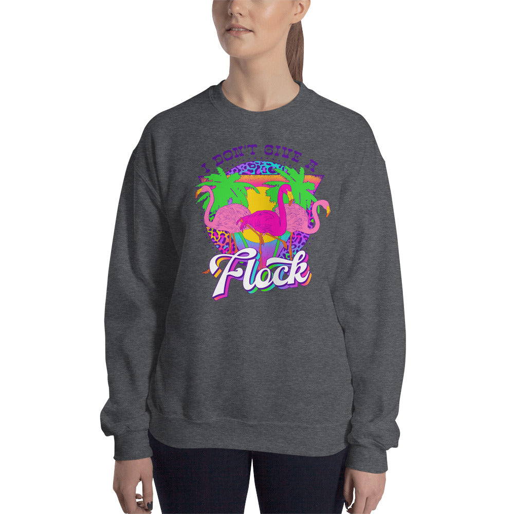 Custom I Don't Give A Flock Tropical Flamingo Retro Graphic Unisex Sweatshirt