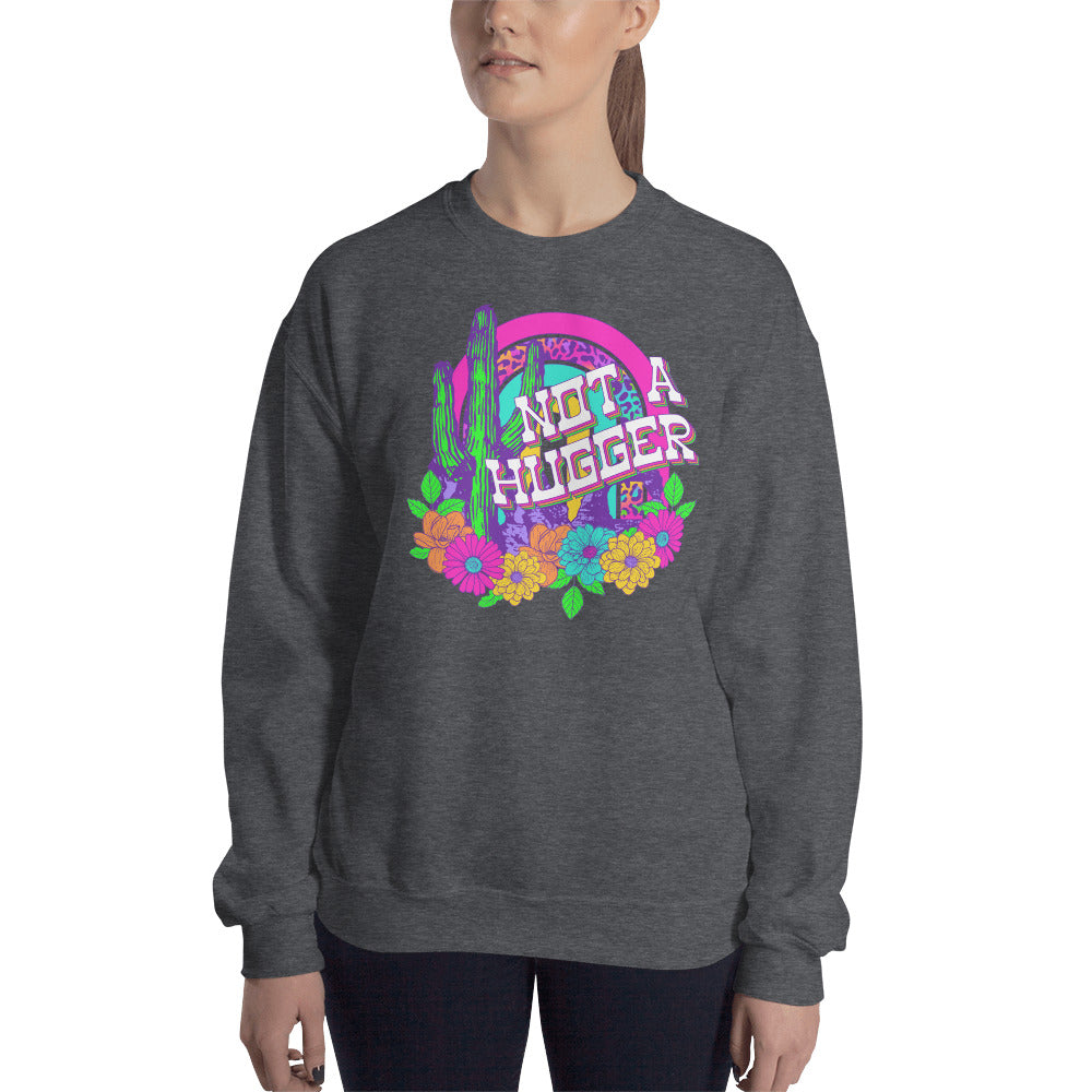 Custom Not A Hugger Cactus Western Retro Graphic Unisex Sweatshirt