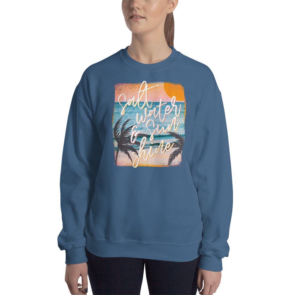 Custom Salt Water and Sunshine Retro Graphic Unisex Sweatshirt
