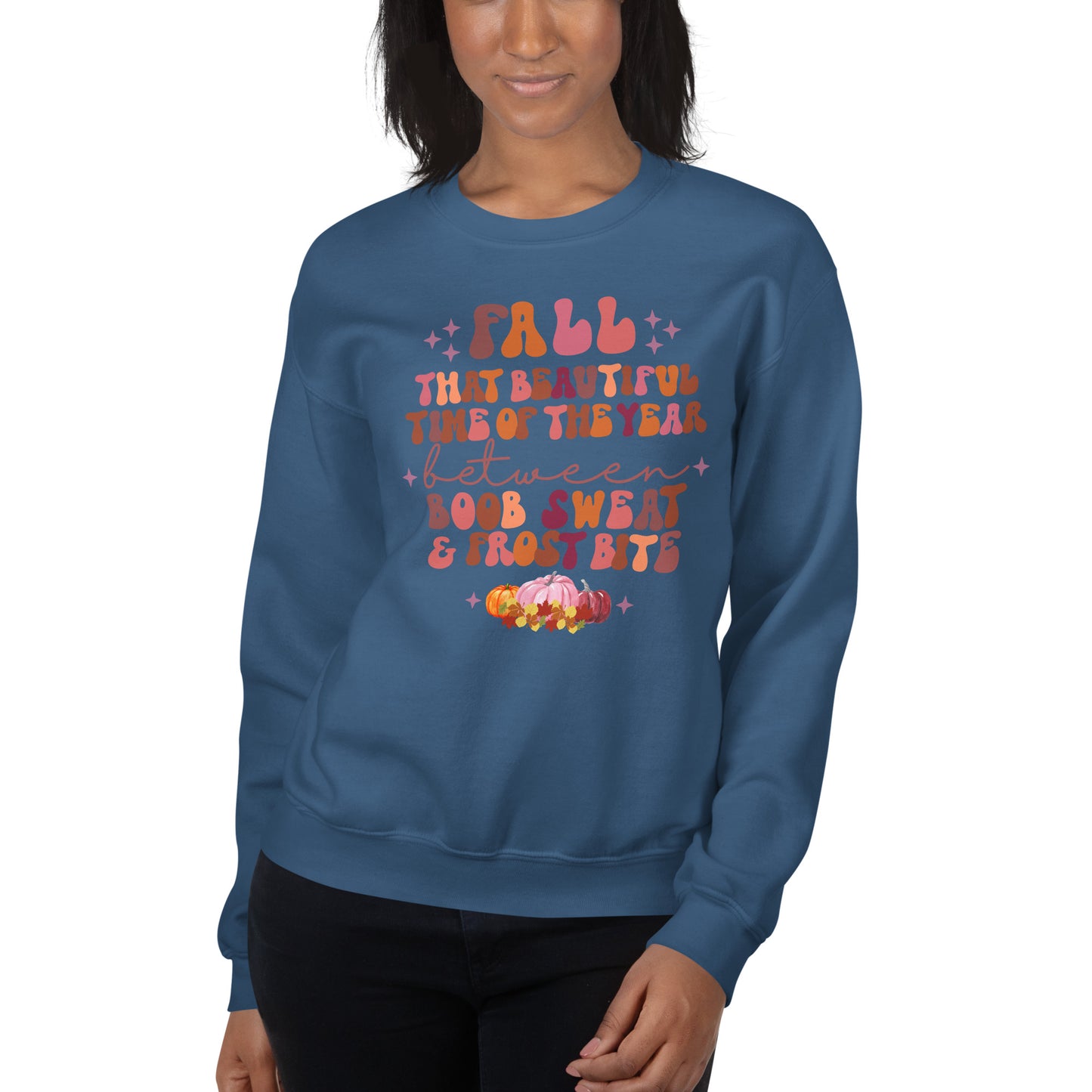 Custom Fall Boob Sweat and Frost Bite Retro Graphic Unisex Sweatshirt