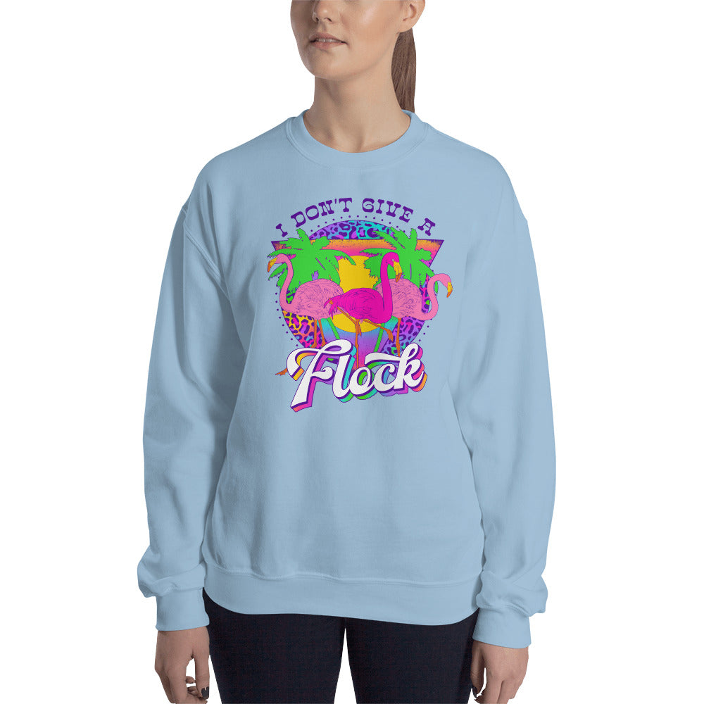 Custom I Don't Give A Flock Tropical Flamingo Retro Graphic Unisex Sweatshirt