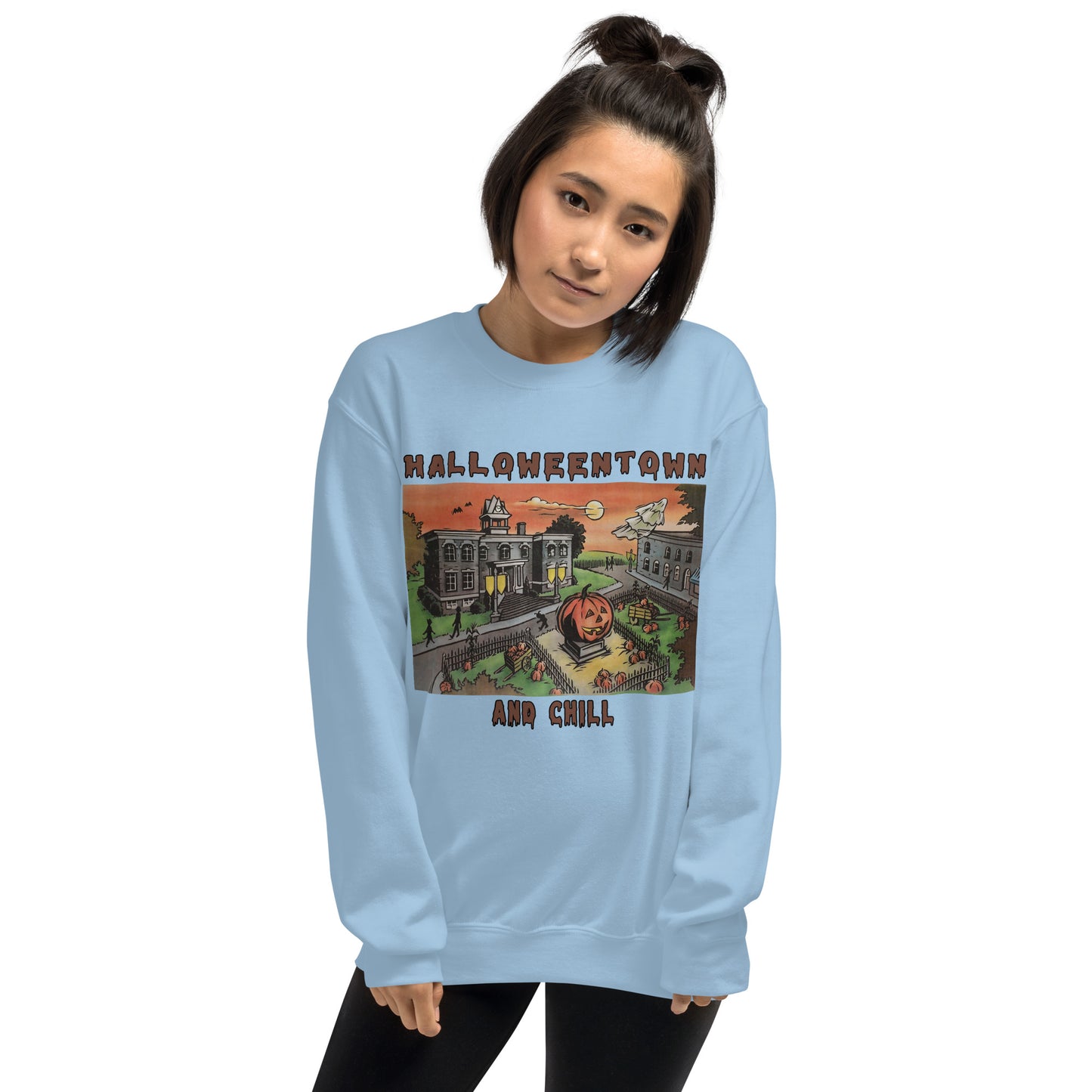 Custom Halloweentown and Chill Retro Graphic Unisex Sweatshirt