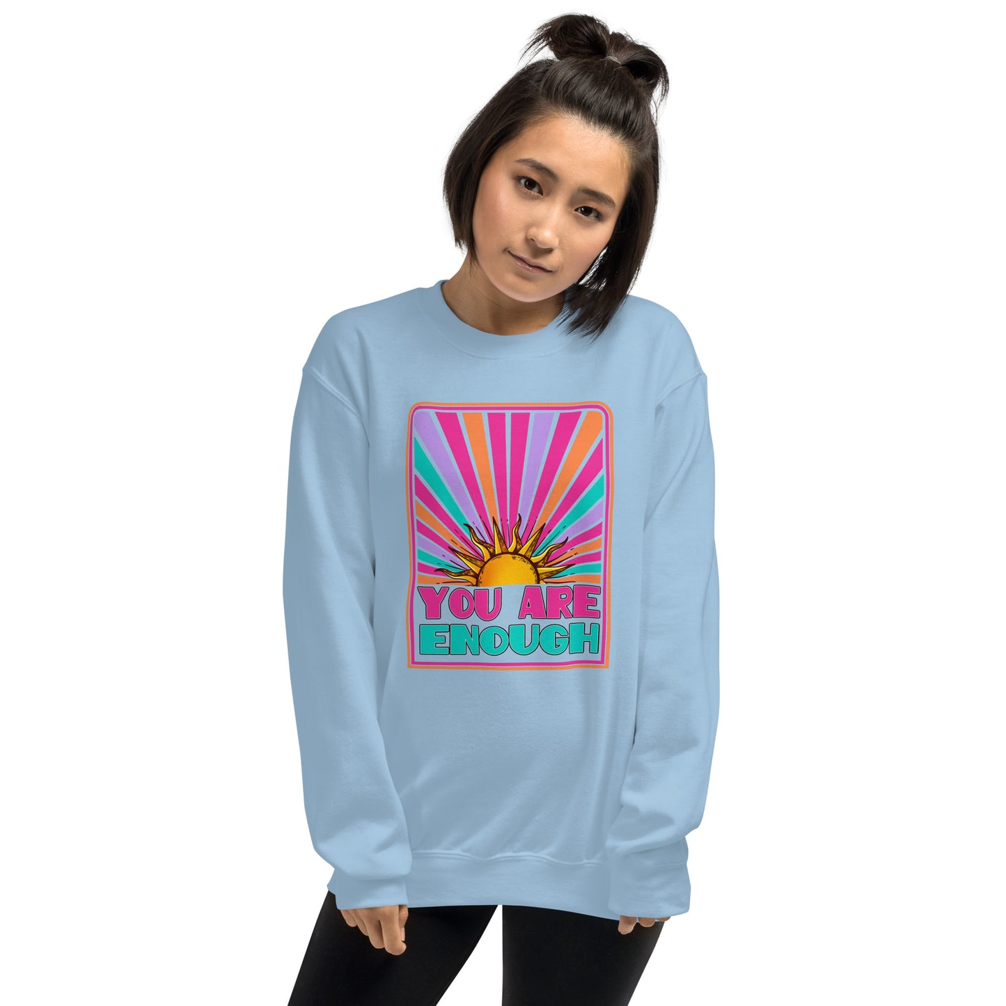 Custom You Are Enough Sunrise Mental Health Retro Graphic Unisex Sweatshirt