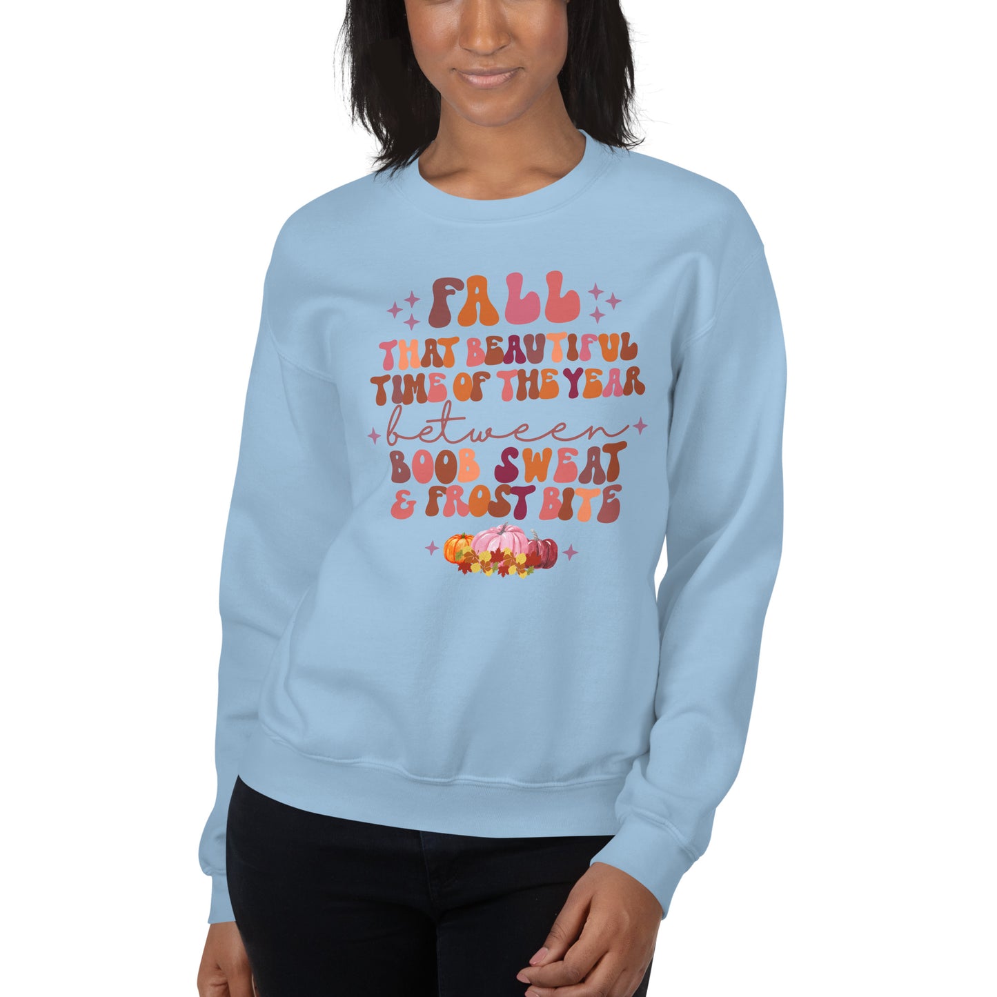 Custom Fall Boob Sweat and Frost Bite Retro Graphic Unisex Sweatshirt