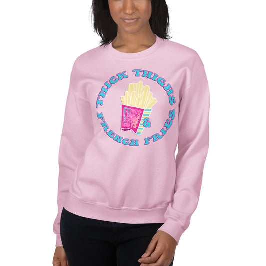 Custom Thick Thighs and French Fries Retro Graphic Unisex Sweatshirt