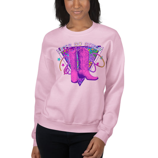 Custom Let's Go Girls Cowboy Boots Shania Country Retro Graphic Unisex Sweatshirt