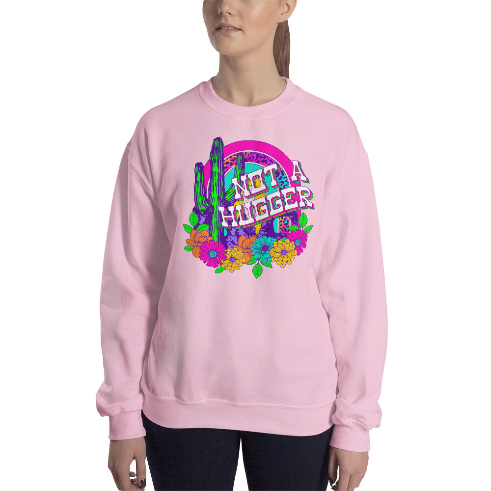 Custom Not A Hugger Cactus Western Retro Graphic Unisex Sweatshirt