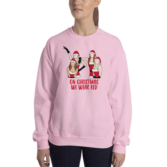 Custom On Christmas We Wear Red Mean Girls Retro Graphic Unisex Sweatshirt