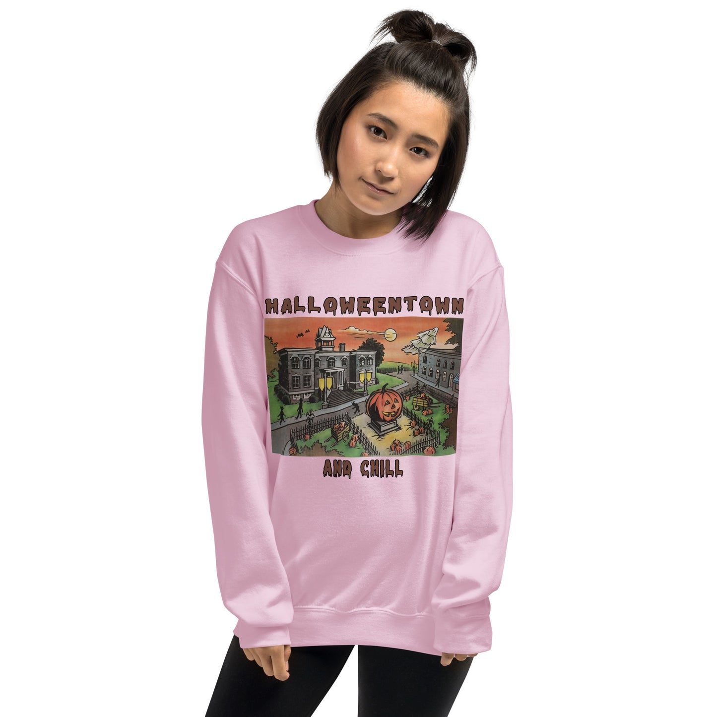 Custom Halloweentown and Chill Retro Graphic Unisex Sweatshirt