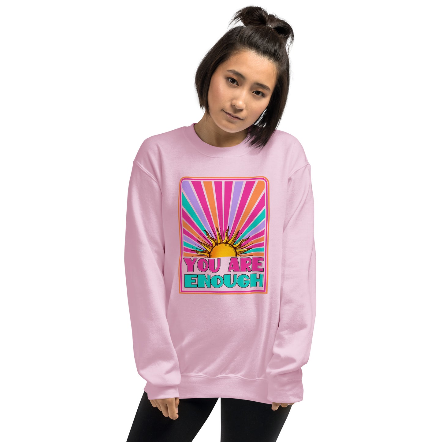 Custom You Are Enough Sunrise Mental Health Retro Graphic Unisex Sweatshirt