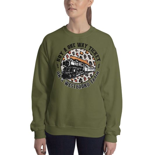 Custom Buy A One Way Ticket On A Westbound Train Retro Graphic Unisex Sweatshirt