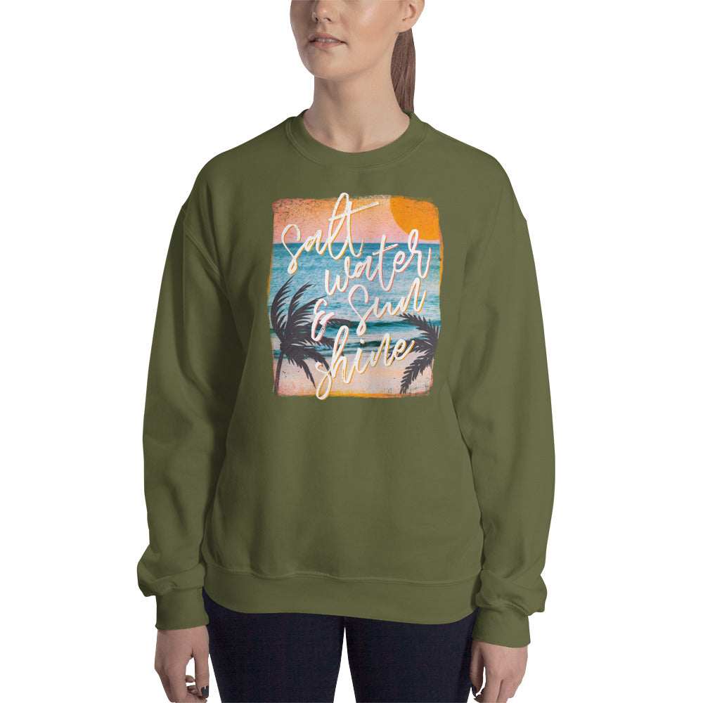 Custom Salt Water and Sunshine Retro Graphic Unisex Sweatshirt