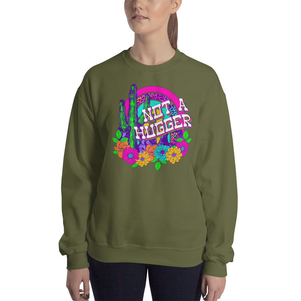 Custom Not A Hugger Cactus Western Retro Graphic Unisex Sweatshirt