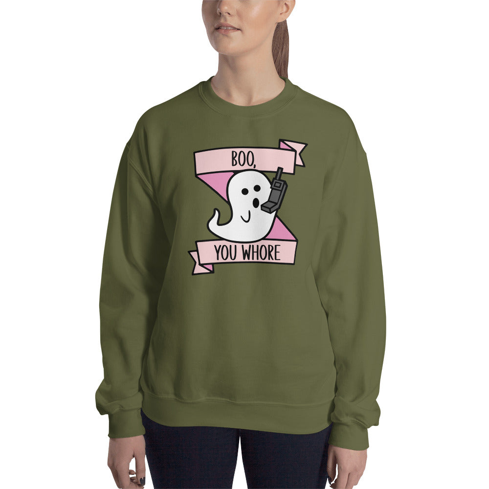 Custom Boo You Whore Ghost Mean Girls Retro Graphic Unisex Sweatshirt