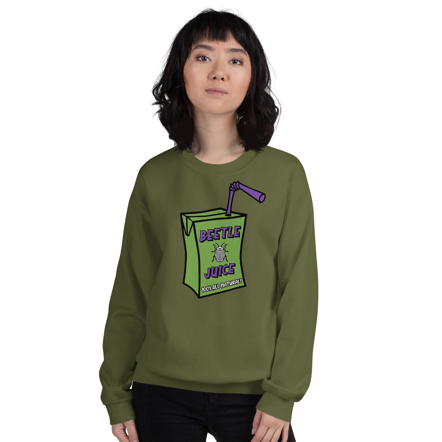 Custom Beetle Juice 100% Natural Juice Box Retro Graphic Unisex Sweatshirt