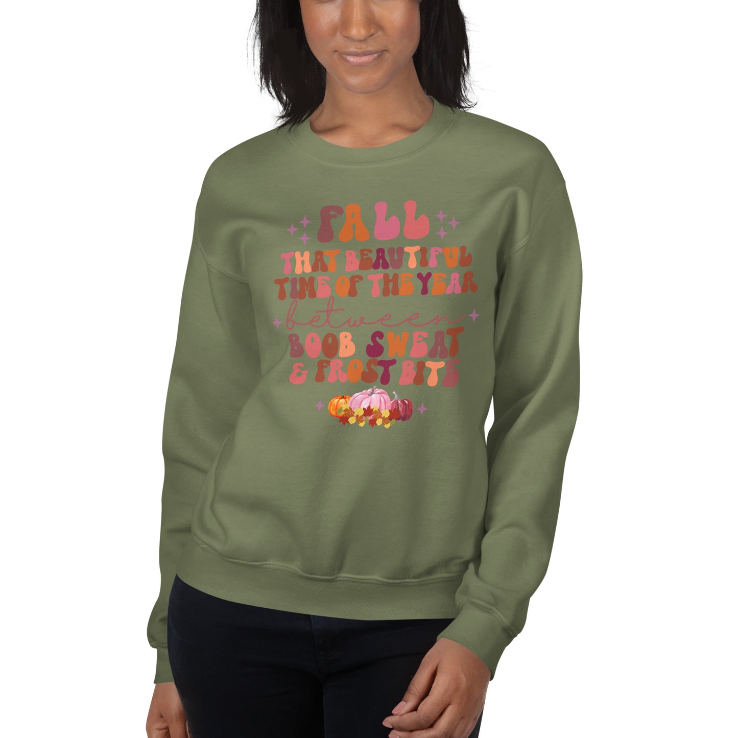 Custom Fall Boob Sweat and Frost Bite Retro Graphic Unisex Sweatshirt