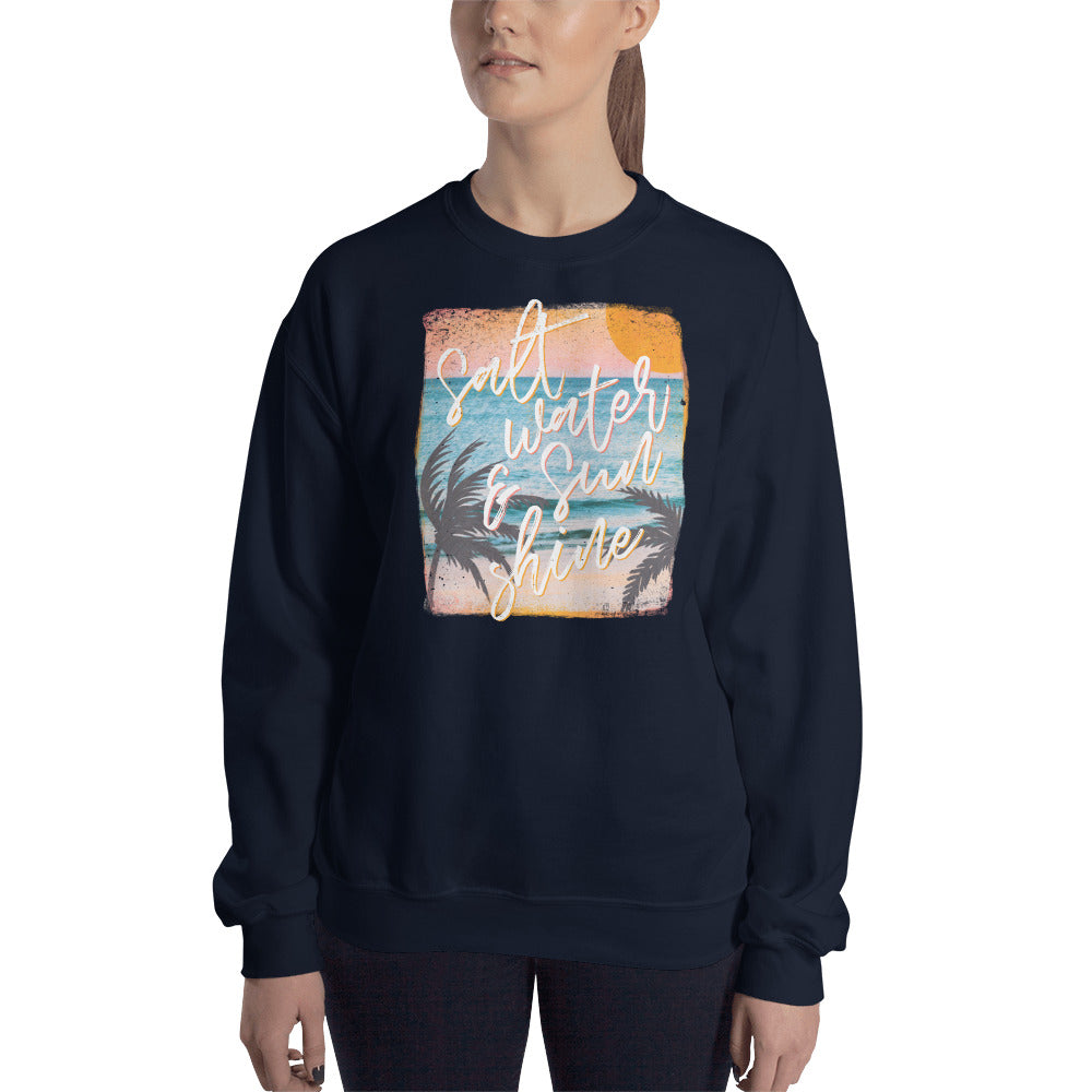 Custom Salt Water and Sunshine Retro Graphic Unisex Sweatshirt