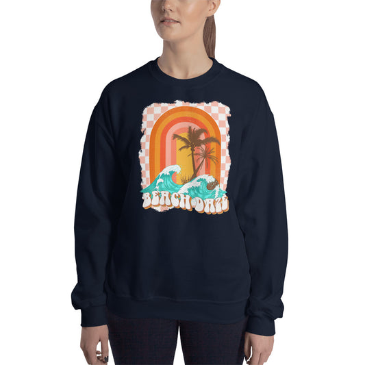 Custom Beach Daze Checkered Tropical Retro Graphic Unisex Sweatshirt