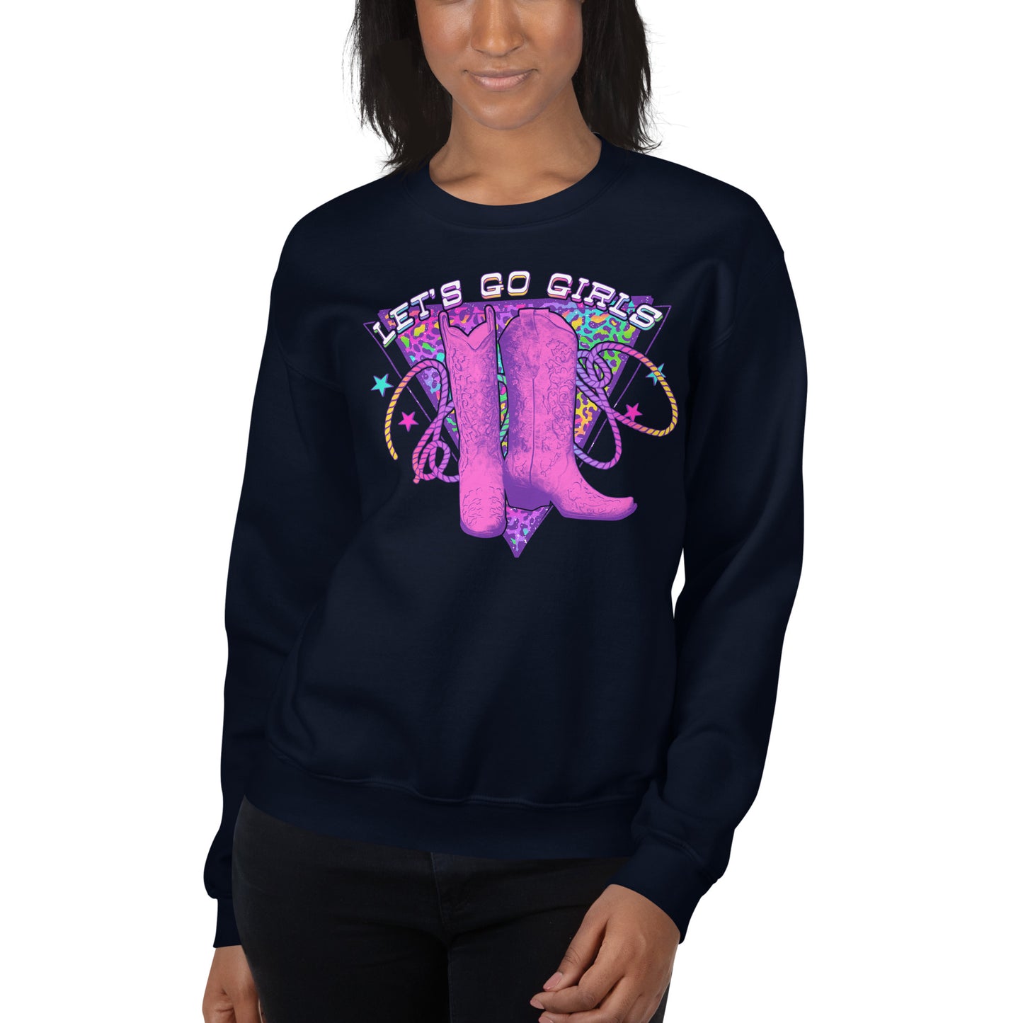 Custom Let's Go Girls Cowboy Boots Shania Country Retro Graphic Unisex Sweatshirt