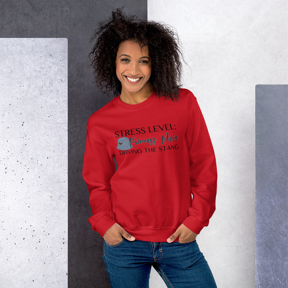 Custom Stress Level Princess Mia Driving The Stang Retro Graphic Unisex Sweatshirt
