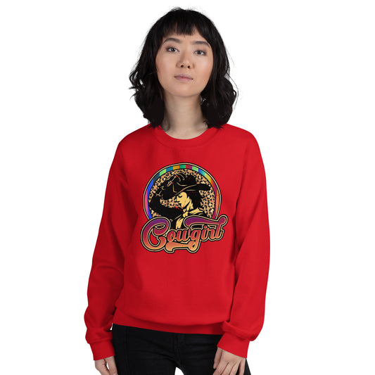 Custom Vintage Cowgirl Leopard Western Retro Graphic Unisex Sweatshirt