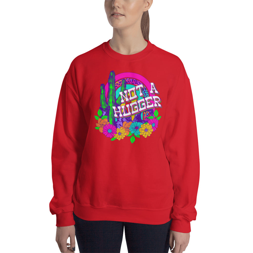 Custom Not A Hugger Cactus Western Retro Graphic Unisex Sweatshirt