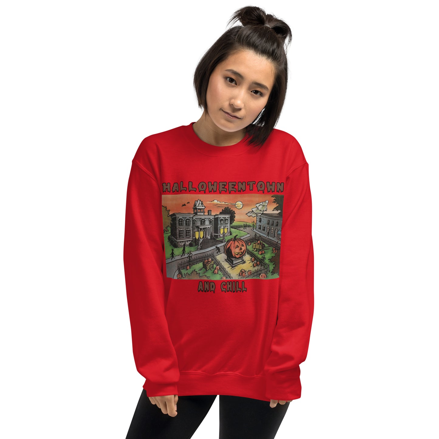 Custom Halloweentown and Chill Retro Graphic Unisex Sweatshirt