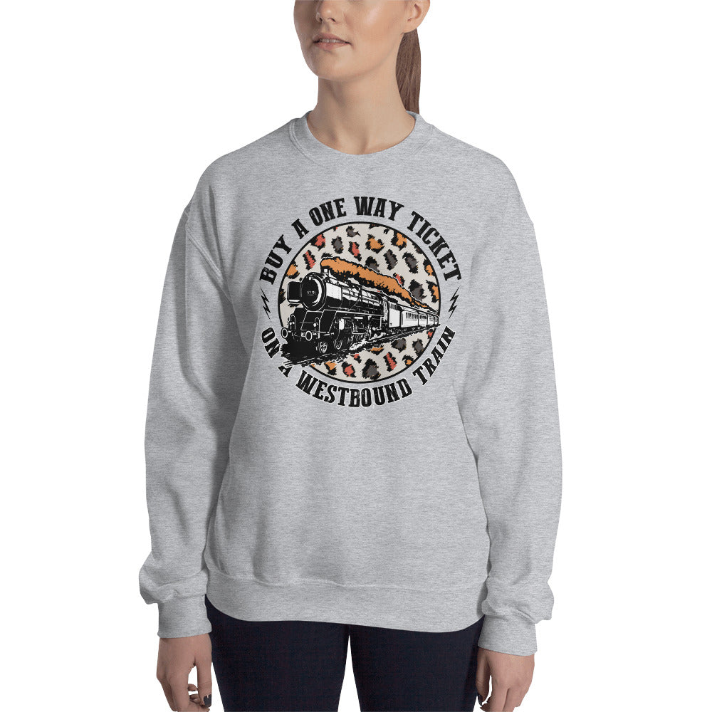Custom Buy A One Way Ticket On A Westbound Train Retro Graphic Unisex Sweatshirt