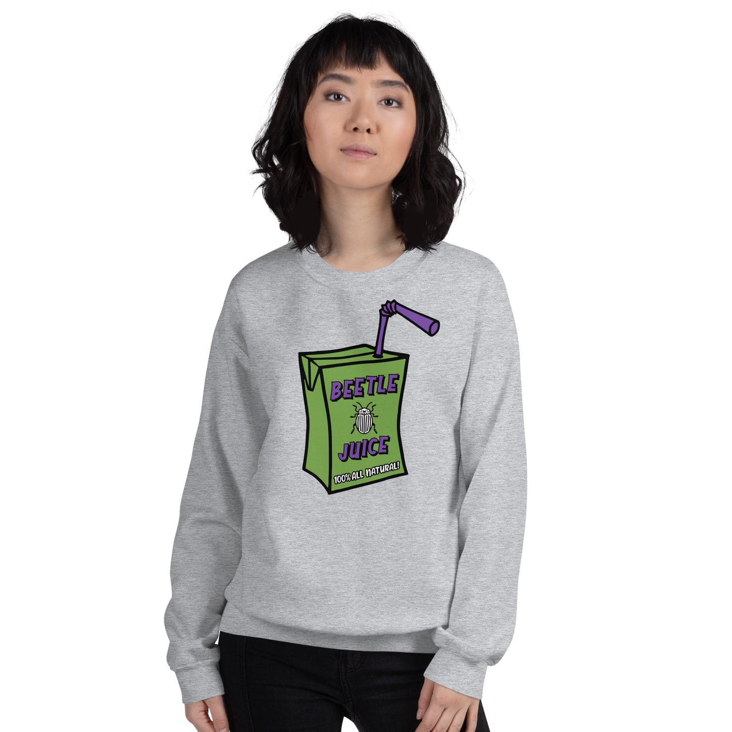 Custom Beetle Juice 100% Natural Juice Box Retro Graphic Unisex Sweatshirt